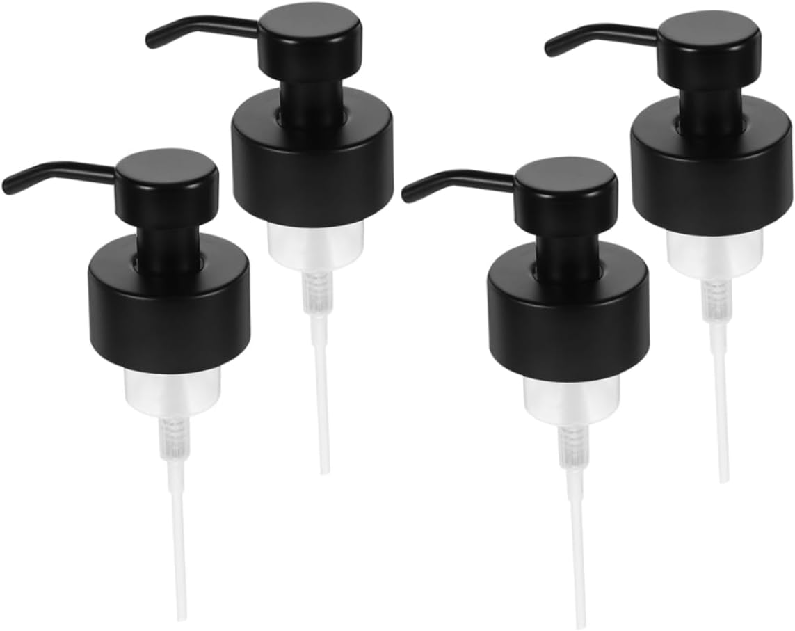 4pcs Stainless Steel Pump Dispenser Heads Black Reusable