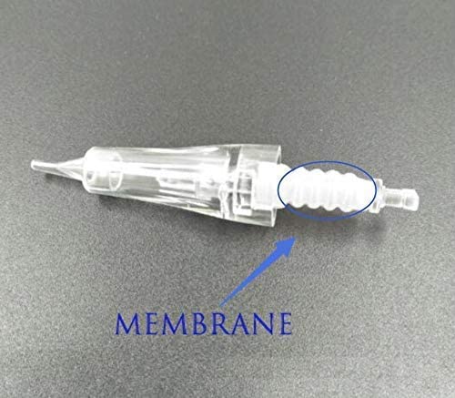 10 PCS M Permanent Make Up Needle With Membrane for Cordless Tattoo Machine - Ombre Powder Brows Microblading Shading Eyeliner Lip Tattoo Permanent Make Up (1P/RL .18mm With Membrane)