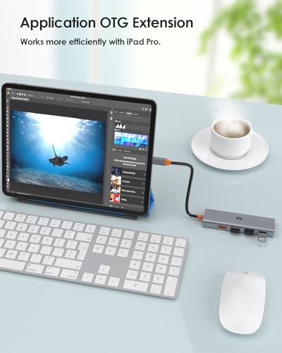 4-in-1 USB C Multifunctional Hub Docking Station Compatible for Laptops and iPad Pro, with 4 USB 3.1 Ports,High-Speed Transmission, and Twice The Speed of USB 3.0 — view 3