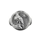 the roller stone - Viking Blood Eagle Signet Ring in Oxidized Silver, Mens Scandinavian Inspired Handmade Gift Jewelry