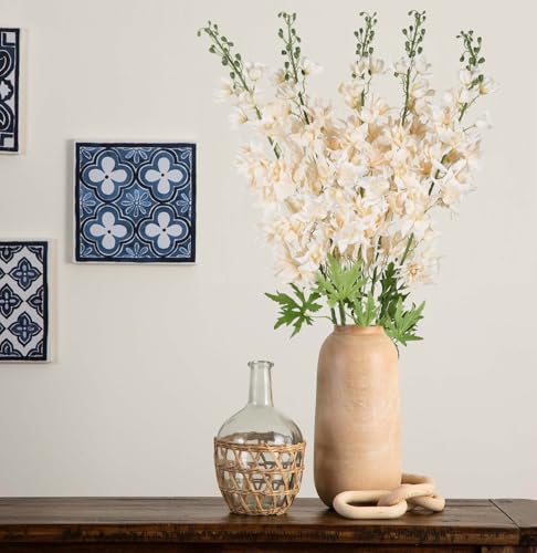 Rzoukler Delphinium Artificial Flowers 5Pcs Champagne Larkspur Silk Flower 41.33 Inch Long Stems Champagne Delphinium Fake Flowers For Home Garden Wedding Arrangement Decor thumb #2