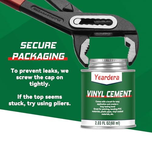 Vinyl Cement, High Strength Vinyl Glue, Waterproof PVC Cement, High Strength Pool Patch Repair Kit Underwater for a Variety of Inflatables, Pool Liners, Tarps, Hot Tubs, Air Mattresses(2.03oz)