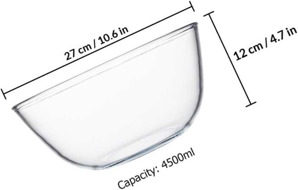 Large 4500ml Glass Salad Bowl and Mixing Bowl Heat-resistant Glass Cuisine for Home Cooking Baking and Serving