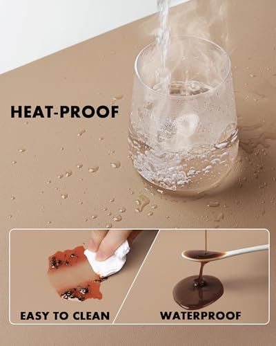 Image of YSAGi Eco Cork Desk Pad, Leather Deskpad, Double-Sided Desk Mat,Waterproof Large Mouse Pad, Non-Slip Mouse Mat, Laptop Desk Table Protector, Desk Writing Pad for Office /Home(23.6 inchx13.7 inch,Apricot+Cork)
