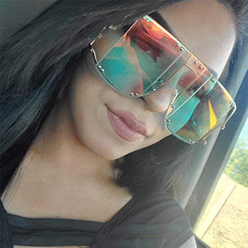 Image of COTIA /Fashion Square Sunglasses Women New Oversized Mirror Men Shades Glasses Luxury Brand Metal Rivet Fashion Female Eyewear