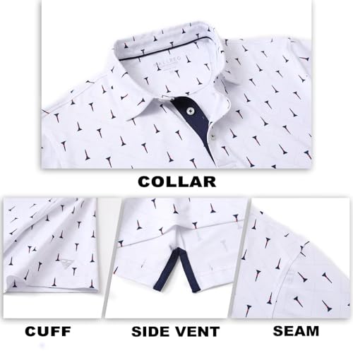 Image of M MAELREG Mens Golf Shirt Short Sleeve Dry Fit Print Moisture Wicking Performance Patterns Collared Polo Shirt