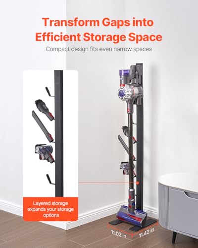 Image of VEVOR Vacuum Stand, Compatible with V6 V7 V8 V10 V11 V15, Stable Vacuum Stand Holder with 6 Hooks for DC30 DC31 DC34 DC35 DC58 DC59 DC62 D74 Cordless Upright Vacuum Cleaners & Accessories