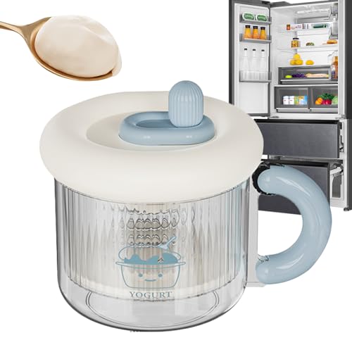 Filador de Yogurt: tazón drenador cuajada Malla, Filtro Yogurt Bricolaje | Herramienta Prensa no eléctrica, Recipiente Gasa con Tapa, tamiz Leche Nuez, Fabricante Crema b