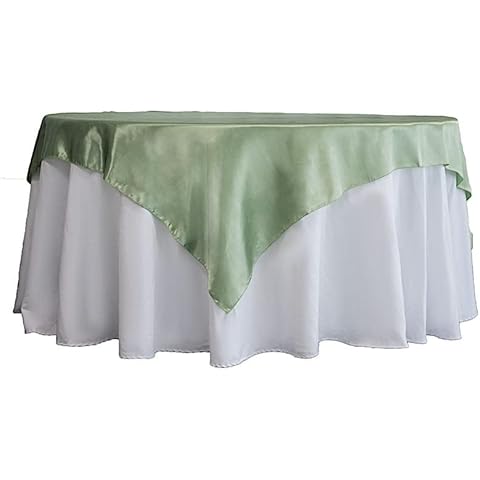Balsa Circle 10 pcs 72x72-inch Sage Green Square Tablecloth Satin Table Overlays Linens - for Wedding Table Cloth Party Reception Events Kitchen Dining Cover