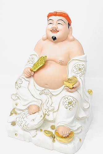 Estatuas de Buda de cerámica blanca Than Tai Ong Dia de 9 pulgadas miniatura 3