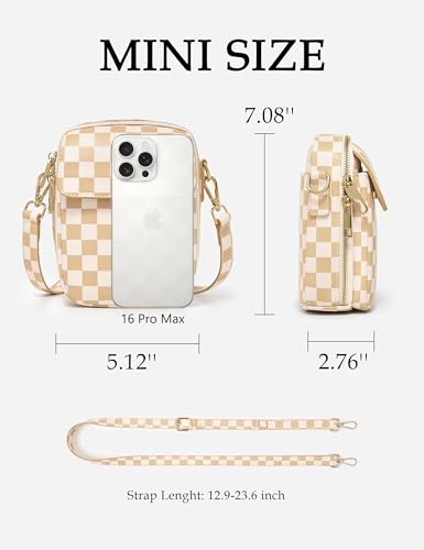 Image of Yarnic Small Crossbody Bag, Vegan Leather Cell Phone Purse for Women, Vintage Wallet Bag with Card Slots