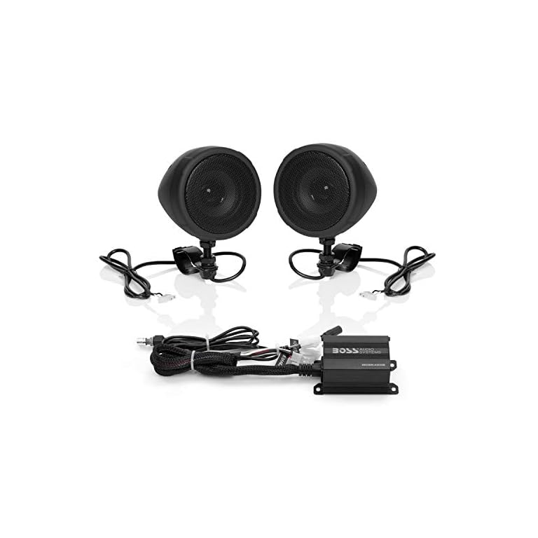 Productafbeelding van BOSS Audio Systems Bluetooth luidsprekersysteem MCBK420B - compacte Class D-versterker, weerbestendige 3-inch luidspreker, ideaal voor gebruik met ATV/motorfietsen voor vergelijking en koopadvies