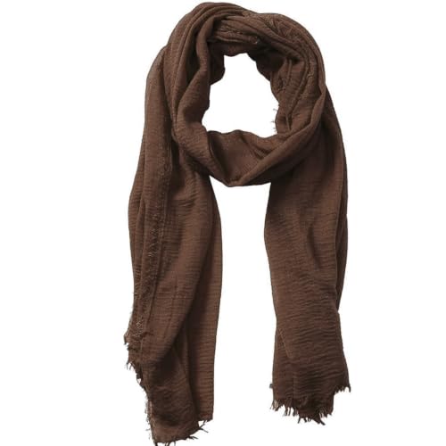 Image of Lightweight Cotton Blend Scarf for Women Men | Large,Breathable,Thin,Soft,Crinkle Scarf,Hijab Head Wrap,NeckScarf,Everyday,Travel Scarf,Summer Dress Scarves Holiday Gift