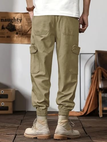 Image of Leriya Fashion Men's Cargo Pants | 6 Pocket Cotton Cargo Joggers for Men | Loose Fit Stylish Pant with Pockets | Casual Baggy Trousers & Streetwear Lower