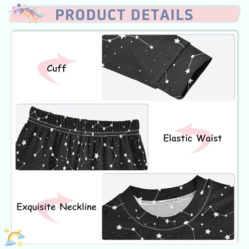 ALAZA Constellation Starry Space Black 2 Piece Pajama Set Long Sleeve Top and Pants Sleepwear Unisex4
