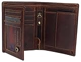 CAZORO Large RFID Genuine Vintage Leather Card Holder Bifold Trifold Wallet Snap Closure 2 ID Windows for Men (Vintage Brown)