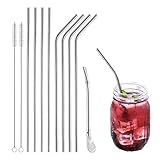 AiHom Pajitas de Acero Inoxidable Set de 12 Reutilizable,Pajas de acero inoxidable y maletín para cualquier tamaño y fiesta, sin tóxico, insípido y resistente a la corrosión