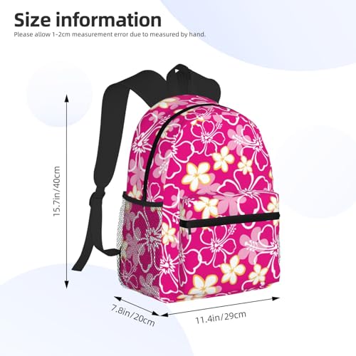 Travel Laptop Backpack for Men Women - Hawaiian Style Pink Flower Water Resistant Beach Backpack, Lightweight Backpack with Laptop Compartment, Travel Backpack with Adjustable Carry Straps2