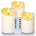 Homemory Wasserdicht Flackernden Flammenlose Kerzen, Outdoor-Batterie Betriebene LED-S&auml;ule Kerzen mit Fernbedienung Timer, Elektrische Gef&auml;lschte Kunststoff-Kerzen, Elfenbein, 3er-Set