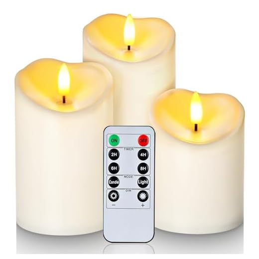 Homemory Wasserdicht Flackernden Flammenlose Kerzen, Outdoor-Batterie Betriebene LED-Säule Kerzen mit Fernbedienung Timer, Elektrische Gefälschte Kunststoff-Kerzen, Elfenbein, 3er-Set