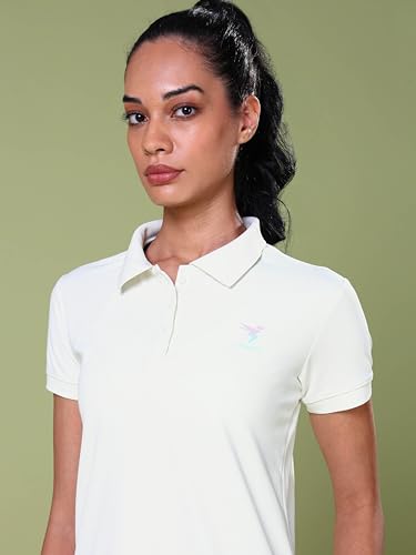 Image of TECHNOSPORT Womens Polyester Slim Fit Solid Half Sleeve Polo Matpiq T-Shirt with Techno Dry, Anti Static for Regular Use