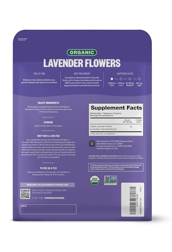 FGO Organic Dried Lavender Flowers, Extra Grade Dried Buds, Imported From France for Culinary or Sachet Bags, 16oz Bulk, Packaging May Vary (Pack of 1)