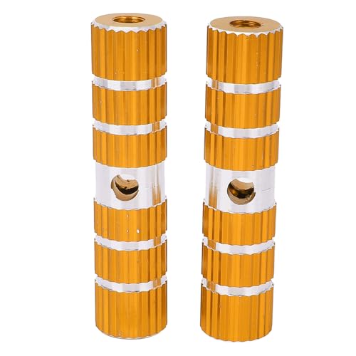 Alomejor Solid Cycle Foot Rest Pegs, Enhanced Non Slip Design, Easy Install, Great Compatibility, Comfortable Ride (Gold)
