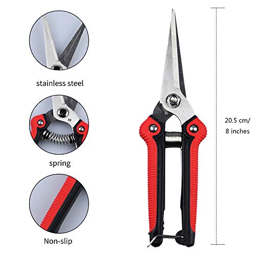 3 Packs Pruning Shear Set, Professional Pruning Shears Heavy Duty Garden Shear with Safety Lock, Hand Shock-Absorbent Pruner Shears for Flowers and Small Garden (Red+Orange+Green) - Image 3