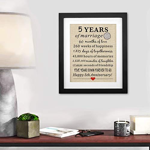 Corfara Framed 5Th Wedding Anniversary Burlap Gift 11 Inch W X 13 Inch H thumb #7