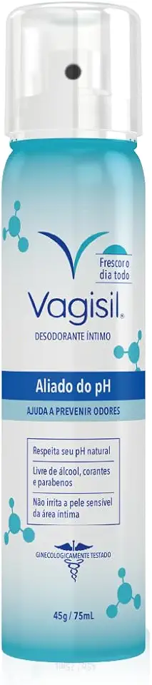 Vagisil Desodorante Íntimo Feminino Spray, Aliado do pH, Ajuda a Prevenir Odores, Cheiro Leve, 75ml