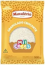 Confeito Granulado Crocante Branco Mil Cores, 500g, Mavalério, Ideal para Decorar a Sua Receita.