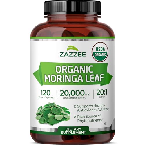 Zazzee USDA Organic Moringa Leaf 20:1 Extract, 1000 mg per