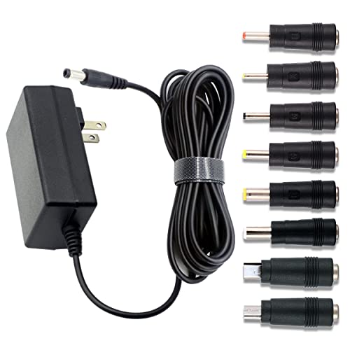5V 2A Ac Adapter Charger, Replacement 8 Tips Versatile Regulated Power Adapter For Mp3/Mp4, Tablet, Camera, Bt Speaker, Toys And More 5V Electronics. (6.6Ft) #TOP23