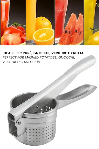 Ipea Schiacciapatate Professionale In Acciaio Inox Per Schiacciare Patate, Verdura E Frutta - Design Moderno - Impugnatura Ergonimica - Utensile Da Cucina Per Purè - Pressa Di Ortaggi E Carote - 14