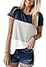 YunJey short sleeve round neck triple color block stripe T-shirt casual blouse