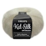 mohair pullover damen Nadelstärke 3,5 mm ♥ Frida\'s Wollhaus Drops 25 g Kid-Silk Mohair & Seide Lacegarn Beilaufgarn Flauschig 47 Farben (01  Natur)