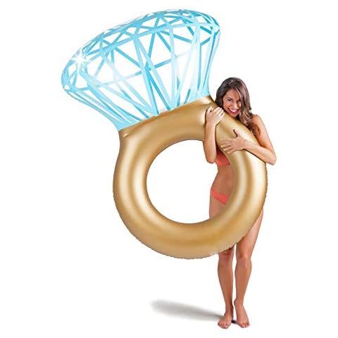 ChouZZ Diamond Ring Inflatable Pool Float Swimming Pool Inflatables Floating Bachelorette Engagement Party Outdoor Water Lounge for Adults & Kids (Diamond, One Size) Cover