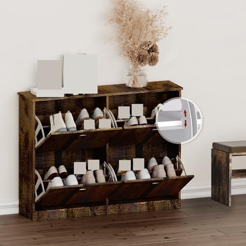 Slim Hidden Shoe Cabinet, Narrow 4-Door Shoe Rack for Entryway, Foyer, Hallway & Bedroom - Space-Saving Storage Solution for Shoes & Accessories