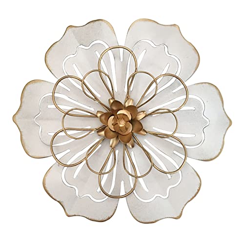 Decoración de pared con flores de metal, escultura floral rústica moderna de 20,3 cm, hierro envejecido para colgar en la pared, decoración del hogar, 06