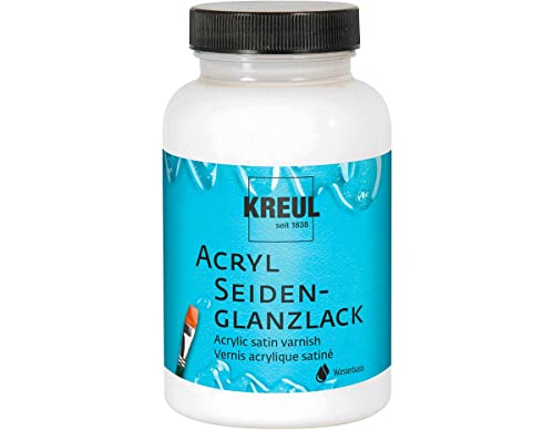 KREUL 79414 - Barniz acrílico brillante a base de agua, 275 ml vidrio, transparente semibrillante, barniz protector y de acabado para pintura bien seca, resistencia limitada a la intemperie