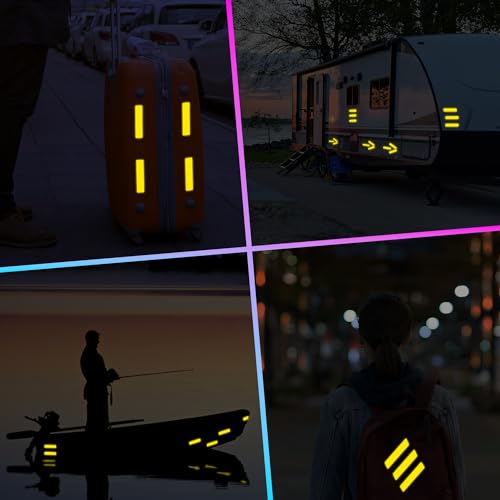 Image of LOOM Reflective Stickers for Helmet | 6pcs Brilliant Yellow | Similar to 3M Reflective Tape | Bike Reflectors for Night Riding, Mailbox reflectors | Waterproof hi vis Decals for Car, Trailer