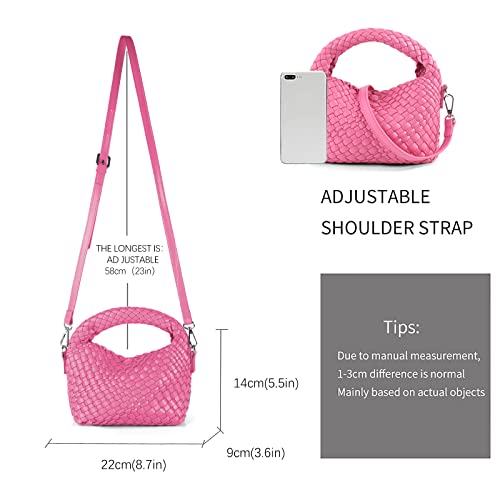 Image of Woven Crossbody Bag Small Tote Cute Purse for Women,Top Handle Handbag Pu Leather Shoulderbag with Detachable Strap