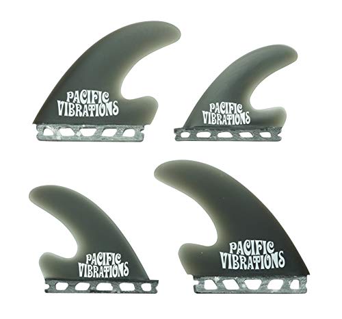 PACIFIC VIBRATIONS Futures Base J Drive Surfboard fins 4 fin Quad fins Set Fiberglass Resin Color Smoke
