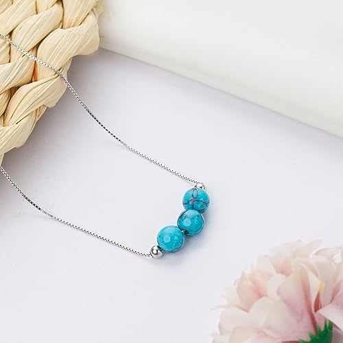 Sterling Silver Turquoise Choker Necklace For Women Dainty Western Turquoise Jewelry As Boho Gifts For Girl, Turquoise Crystals Healing Stones Collar Choker Necklace As Teal Jewelry Gift From Sereney #TOP1