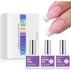 btartboxnails Nail Tips Builder Gel Set - 15ml Nail Tip Builder Gel 15ml Top Coat with Gel Nail Glue for French Tip Gel Nails 30+Days Long Lasting
