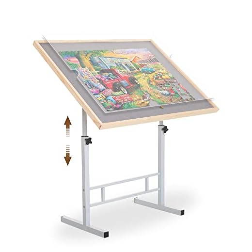 Fanwer Jigsaw Puzzle Table, 34 x 26in Portable Adjustable Puzzle Table with Legs, Puzzle Tables for Adults with Height Adjustment, Tilting Jigsaw Puzzle Board Fit 500-1500 Pieces