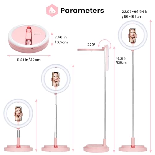 TARION Anillo de luz con Soporte: Anillo de luz LED de Escritorio de 11.8 Pulgadas con Soporte para teléfono, Anillo de iluminación Plegable para Selfie, Foto, videoconferencia, Maquillaje, - imagen 6
