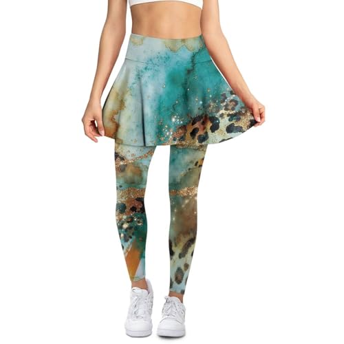 Entornuest Tiger Stripe Women Tennis Skirted Leggings with Pockets High Waist Comfortable Breathable Leggings with Pockets for Gym and Outdoor Exercises Running-3XL