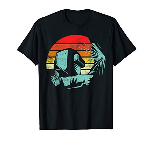 Welder Gifts Funny Retro Vintage Welding Helmet Silhouette T-Shirt