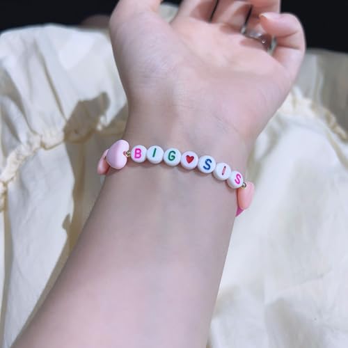 Image of Fuqimanman2020 Big Sister Bracelet Colorful Little Sister Bracelet Letter Beads Bracelet for Sister Jewelry Gift
